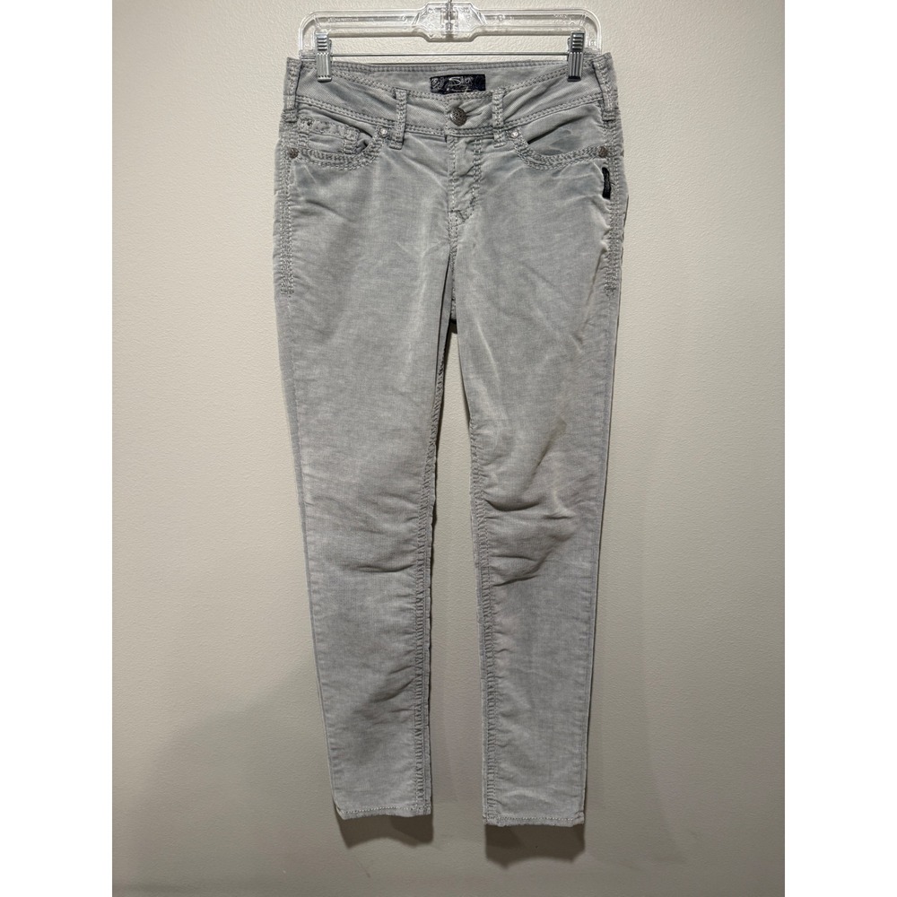 Silver Jeans Co Suki Skinny Grey Corduroy Pants Womens W28 L31 Mid Rise Skinny